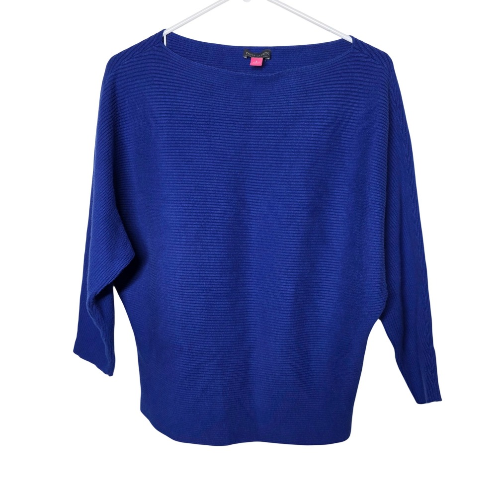 Vince‎ Camuto Royal Blue Ribbed Dolman Sleeve Boat Neck Sweater Small
